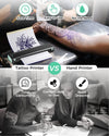 Comparison between tattoo stencil printer and hand drawing, highlighting time-saving and ease of use