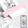 Pink Phomemo M08F tattoo printer printing tattoo stencil paper, with mobile phone showing line art design preview