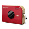 Red Phomemo A30 compact label maker front view, thermal ribbon label printer designed for home organization and DIY projects