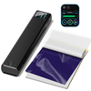 Phomemo M08F Plus portable tattoo stencil printer with touchscreen panel and tattoo transfer paper loaded, shown on a white background