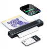 Phomemo M08F Plus tattoo stencil printer printing a line-art tattoo design, with touchscreen display visible and smartphone app interface shown below