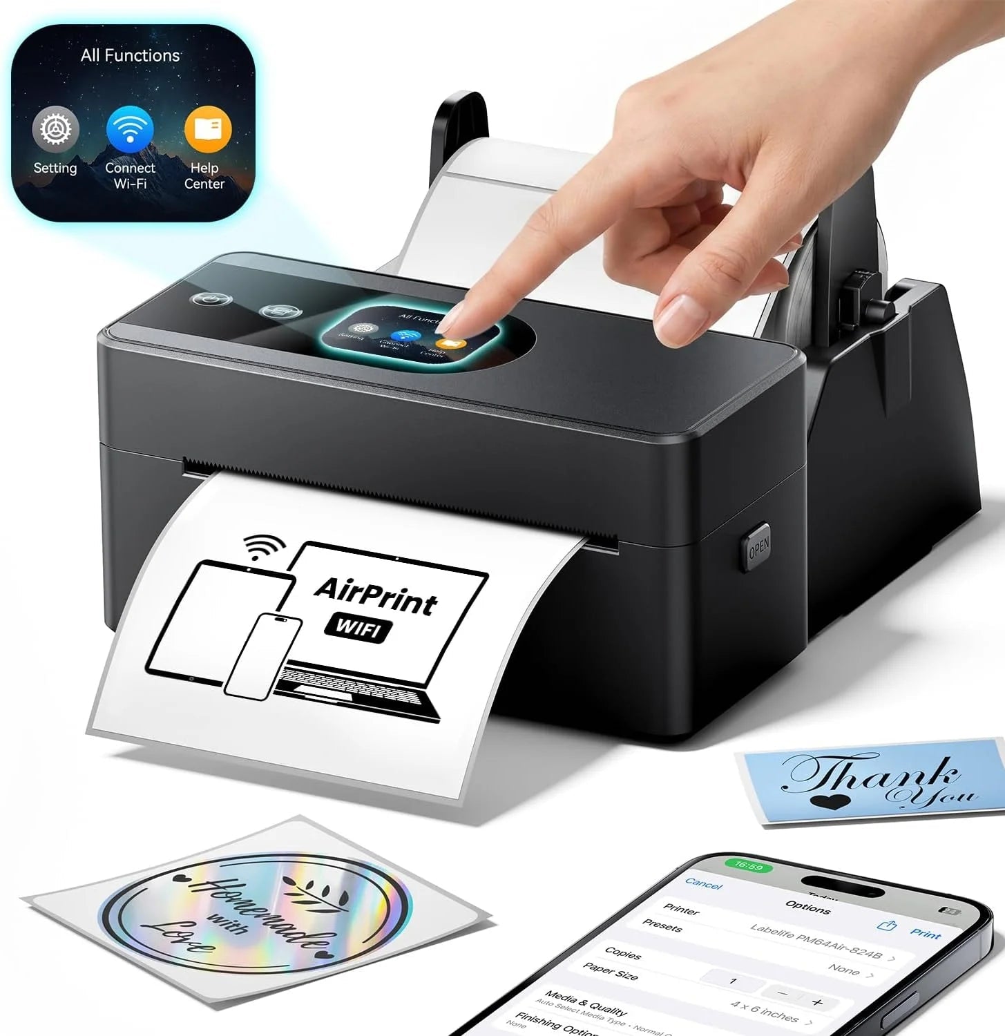Phomemo PM64Air Touchscreen Shipping Label Printer - Phomemo