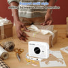 Phomemo A30 ribbon label printer used for gift wrapping, printing custom ribbon labels for presents and handmade packaging