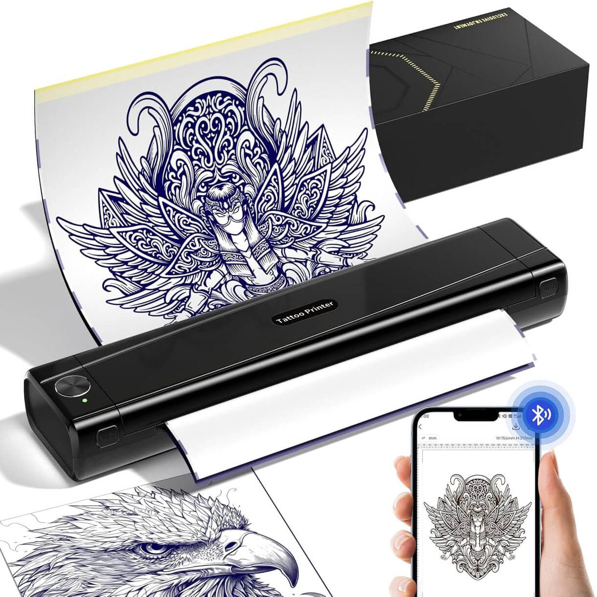 Diagram of Phomemo tattoo template printer series