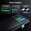 Close-up of Phomemo M08D smart touchscreen showing battery level, Bluetooth and calibration icons.
